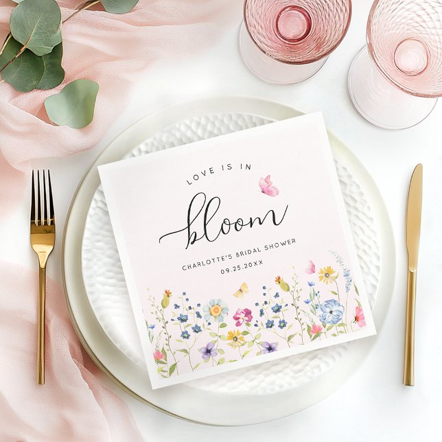 Elegant Pink Floral Watercolor Bridal Shower Napkin (Creator Uploaded)