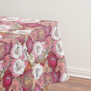 Elegant Pink Floral Watercolor Pattern Rectangle Tablecloth