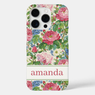Elegant Pink Floral Watercolor Personalized iPhone 16 Pro Case