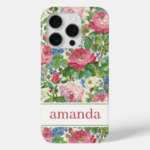 Elegant Pink Floral Watercolor Personalized iPhone 15 Pro Case