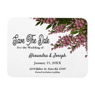 Elegant Pink Floral Watercolor Save The Date Magnet