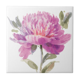 Elegant Pink Floral Watercolor Tile