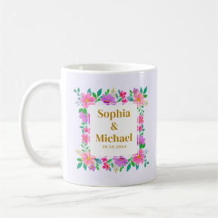 Elegant Pink Floral Watercolor Wedding Keepsakes Coffee Mug