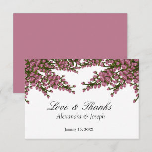 Elegant Pink Floral Watercolor Wedding Thank You Card