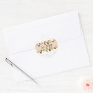 Elegant Pink Floral Watercolor Welcome Napkins Classic Round Sticker