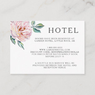 Elegant Pink Floral Wedding Accommodations Enclosure Card