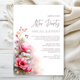 Elegant Pink Floral Wedding After Party Invitation