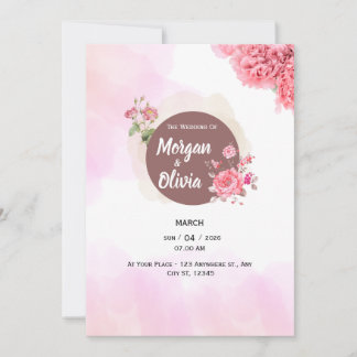 Elegant Pink Floral Wedding Invitation