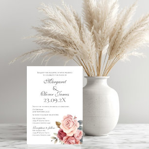 Elegant Pink Floral Wedding Invitation