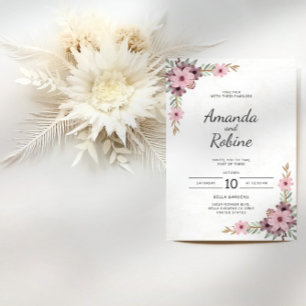 Elegant Pink Floral Wedding Invitation