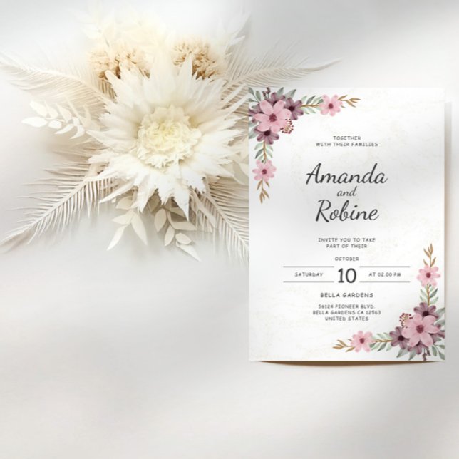 Elegant Pink Floral Wedding Invitation (Creator Uploaded)