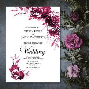 Elegant Pink Floral Wedding Invitation