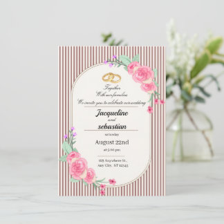 Elegant Pink Floral Wedding Invitation