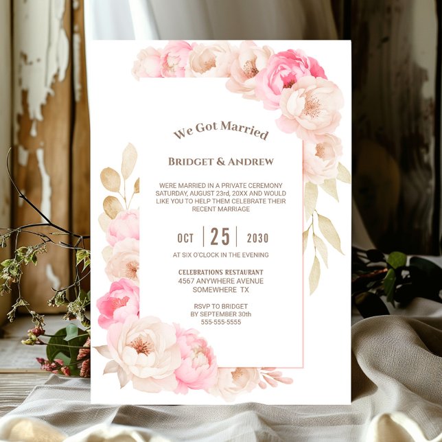Elegant Pink Floral Wedding Reception Invitation (Creator Uploaded)
