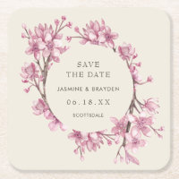 Elegant Pink Floral Wedding Save the Date