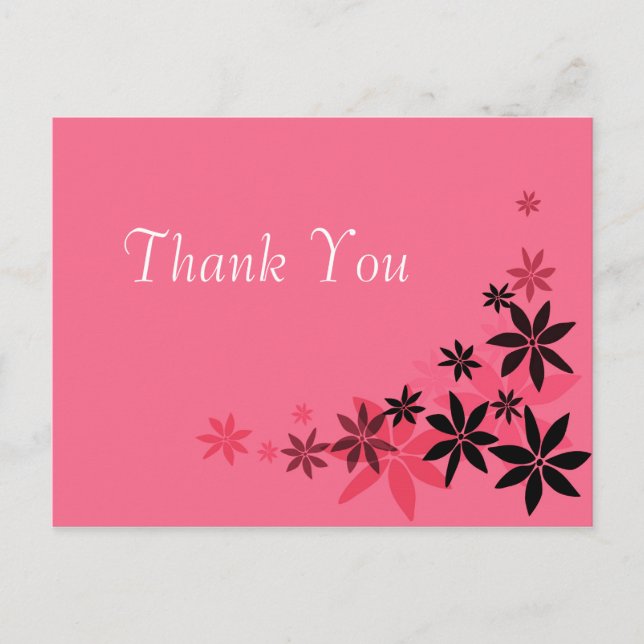 Elegant pink floral wedding thank you postcard. postcard (Front)