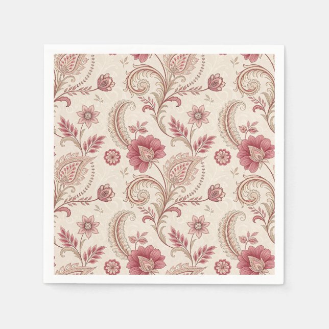 Elegant Pink Floral Whimsical  Napkin (Front)