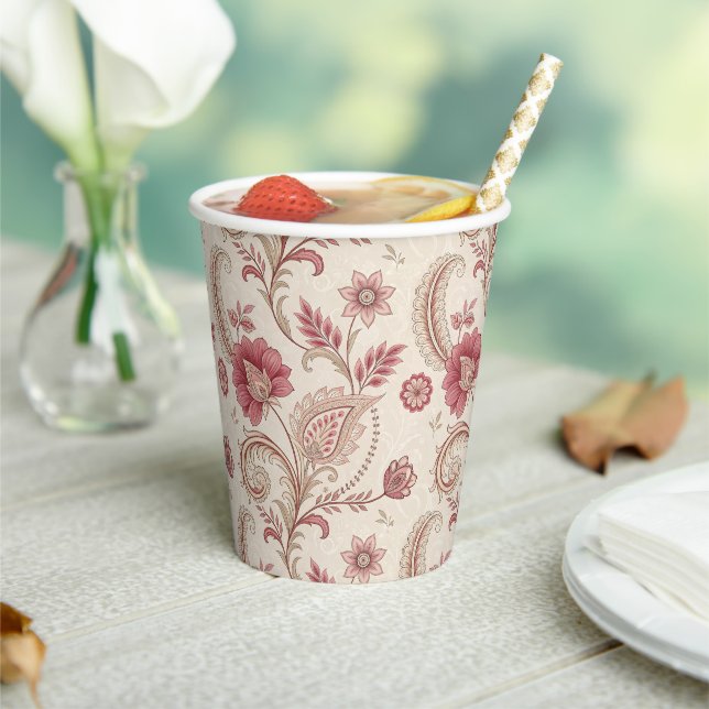 Elegant Pink Floral Whimsical Paper cup (Insitu)