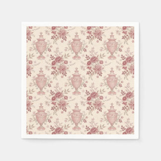 Elegant Pink Floral Whimsical Vases Napkin