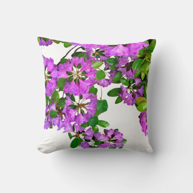 Elegant pink florals pink azaleas pink flowers throw pillow (Front)