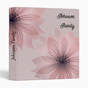 Elegant pink flower 3 ring binder