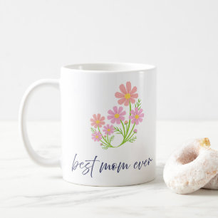Elegant Pink Flower Bouquet Best Mom Design Coffee Mug