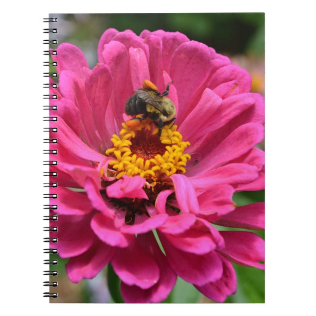 Elegant pink flower cute bee notebook (Front)