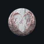 Elegant pink flower heart rustic barn wood wedding magnet<br><div class="desc">This beautiful elegant, classic and modern wedding item features a heart made of real “bridal wreath” Spirea Flowers. The couple's initials looks really cute nestled inside the heart. I put the heart on a rustic, distressed, grey barn wood background with dusty rose pink accents. Very easy to customize. This item...</div>