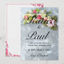 Elegant Pink flower Roses Wedding invitation 