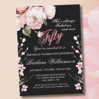 Elegant Pink Flowers 50 & Fab Birthday Party