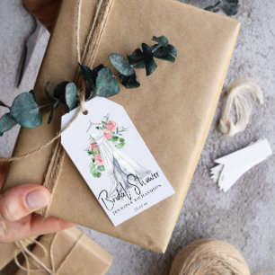 Elegant pink flowers and greenery - bridal shower  gift tags