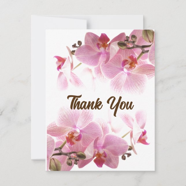 Elegant Pink Flowers Flat Thank You Sympathy Card (Front)
