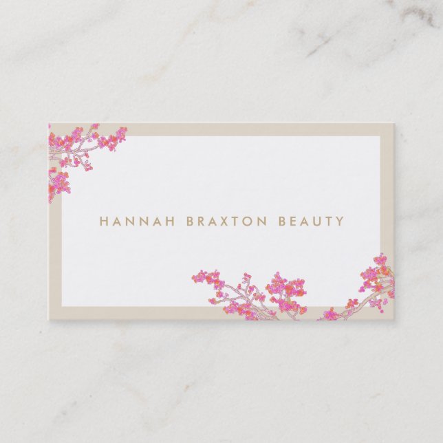 Elegant Pink Flowers Floral Art Beauty Salon Business Card (Front)