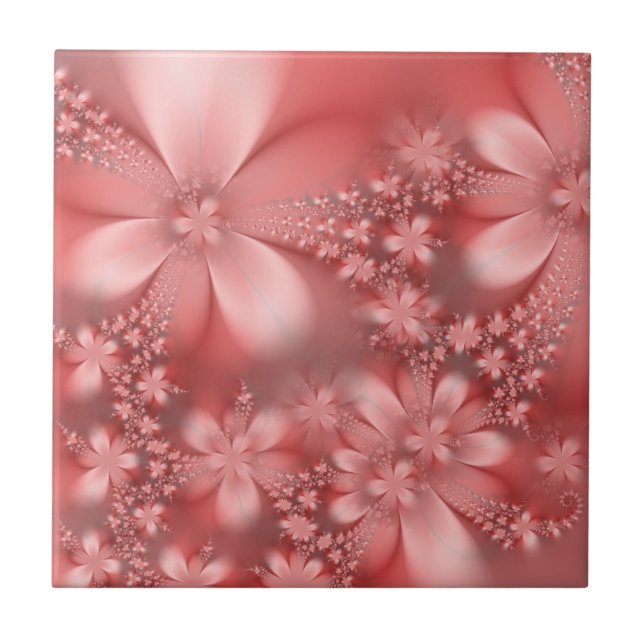 Elegant Pink Flowers Floral Puce Tile (Front)