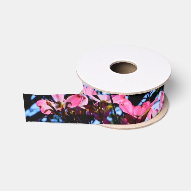 Elegant pink flowers florals blooming Dogwood tree Grosgrain Ribbon (Spool)