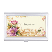 Elegant Pink Flowers Gold Filigree