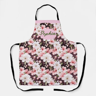 Elegant Pink Flowers Pattern - Perfect for Any Occ Apron