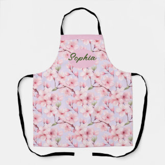 Elegant Pink Flowers Pattern - Perfect for Any Occ Apron