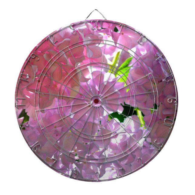 Elegant  pink flowers pink floral pink hydrangeas  dartboard (Front)