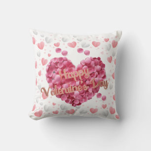 Elegant Pink Flowers Valentine's Day Throw Pillow