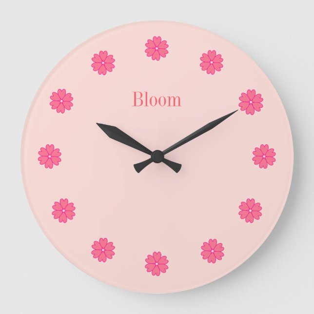 Elegant Pink Flowers Wall Clock (Front)