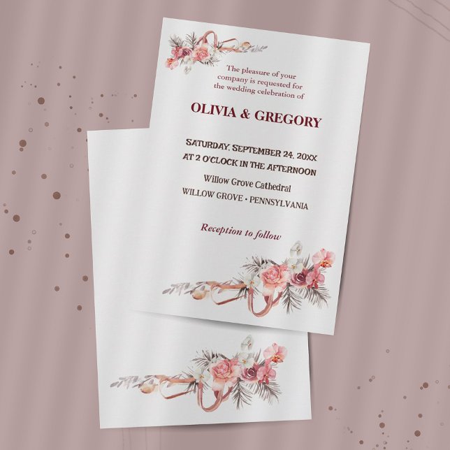  Elegant Pink flowers Wedding Invitation (Creator Uploaded)