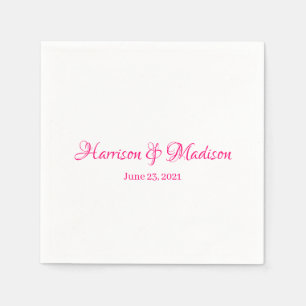 Elegant Pink Fuchsia Custom Script Names Wedding Napkin