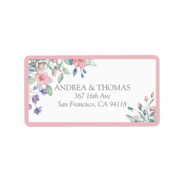 Elegant Pink Garden Flower Return Address Label (Front)