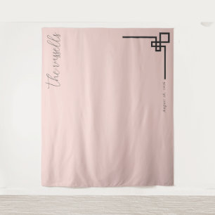 Elegant Pink Geometric Calligraphy Tapestry