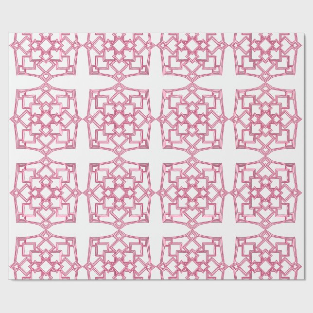Elegant Pink Geometric Lace Pattern Wrapping Paper (Flat)