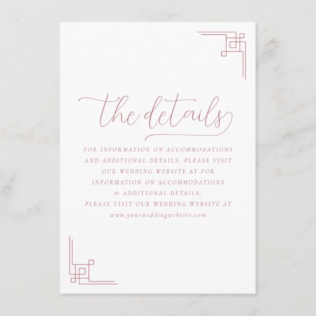 Elegant Pink Geometric Lines Enclosure Card (Front)