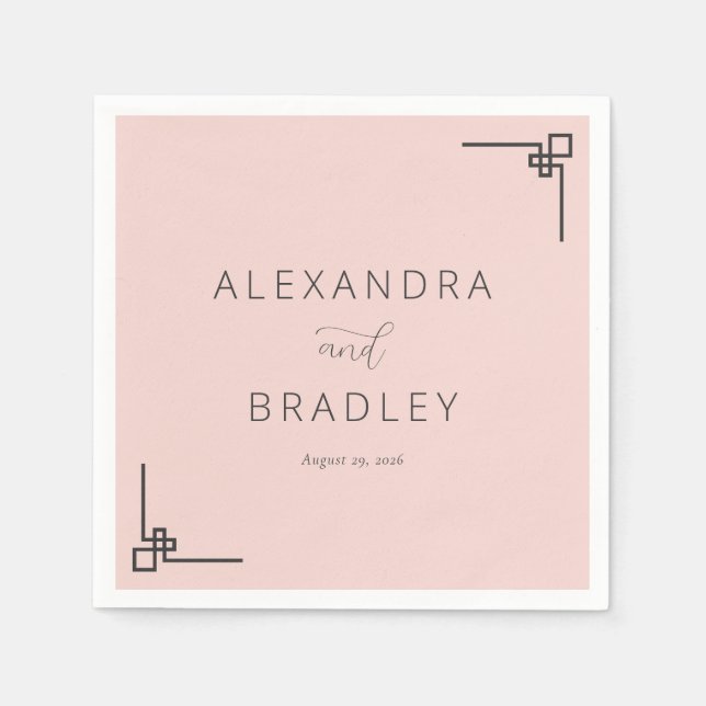 Elegant Pink Geometric Minimalist Napkin (Front)