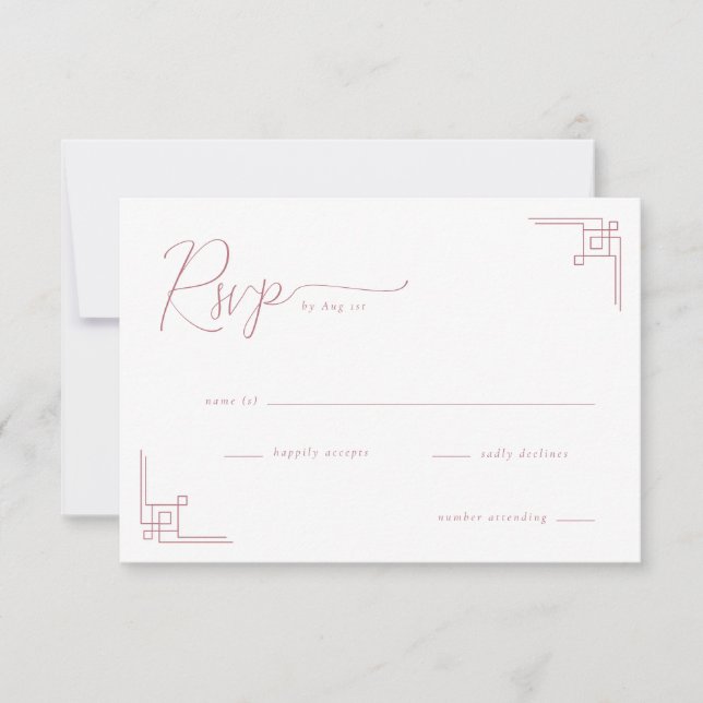 Elegant Pink Geometric RSVP Card (Front)