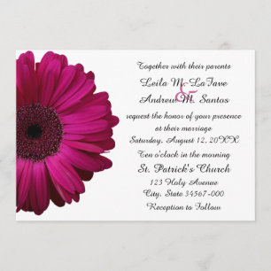 Elegant Pink Gerbera Daisy Wedding Invitation